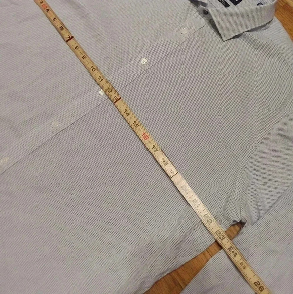 Psycho Bunny Button Up Shirt 17 1/2 34-35 Modern Fit Stretch Blue Dots - Picture 4 of 11